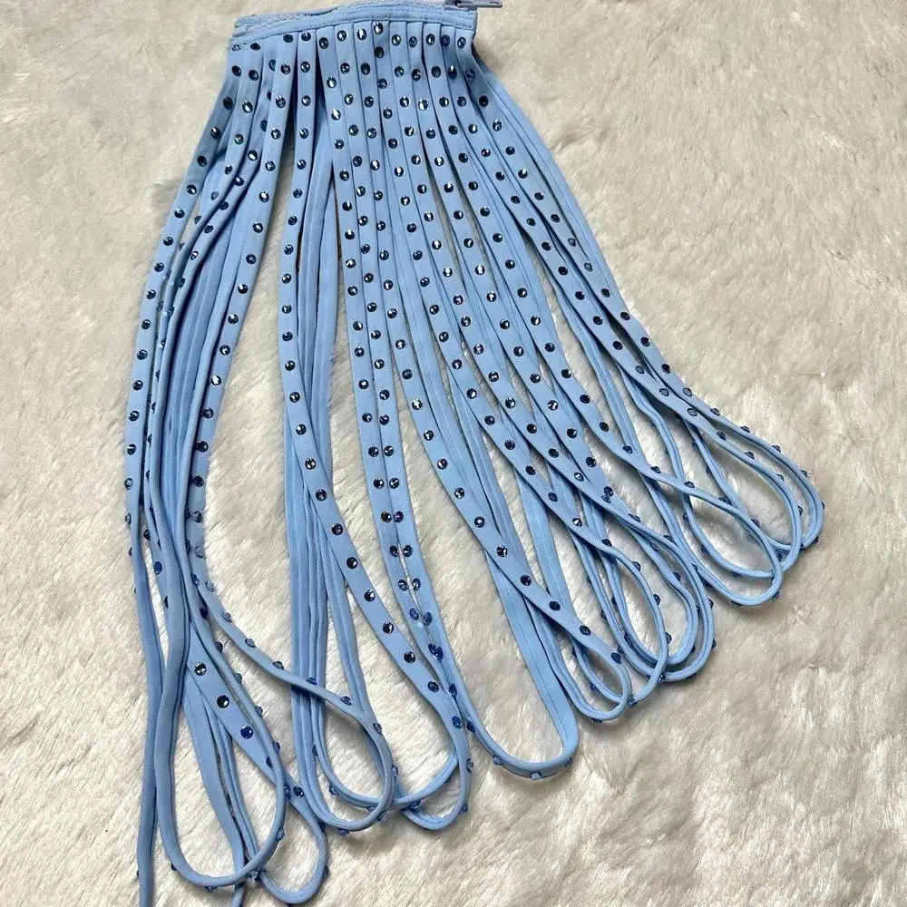 NWT Skims Rhinestone Swim Strappy Cover Up Skirt in Iris Blue Women’s XS